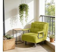 Fabulcozy Sillón plegable, sofá cama de 1 plaza 4 en 1 sofá cama extensible, respaldo ajustable, 5 posiciones con cojín, 60 x 58 x 77 cm
