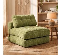 Fabulcozy Sofá Cama 4 en 1 Convertible Plegable - Sillón, Sillón Convertible, Sofá Cama 1 Plaza, Ideal para Espacio Pequeño, Salón o Dormitorio (Verde Claro)