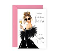 Fabulosa tarjeta de cumpleaños, nuera, regalos para ella, damas, mujeres, familia, fabulosa y hermosa, viene con divertidas calcomanías