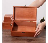 FACAIIO Caja de almacenamiento de madera de estilo vintage con cerradura de llave para joyas, cartas, documentos, organizador de oficina en casa, cofre del tesoro