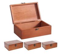 FACAIIO Caja de almacenamiento de madera retro con cerradura, baúl de recuerdo vintage, pertenencias personales y correo, organizador hecho a mano para decoración del hogar y la oficina