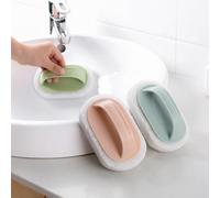 FACAIIO Cepillo de limpieza de esponja multiusos, para estropajo de fibra suave con asa, cocina, baño, ducha, seguro en superficies