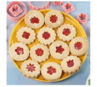 FACAIIO Creative - Juego de cortadores de galletas con patrón de flores para moldes de polipropileno para hornear mantequilla y galletas, fácil de lavar, color rosa