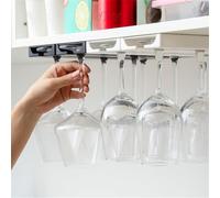 FACAIIO Estante negro para copas de vino, almacenamiento seguro para copas | Organizador colgante de 3 a 6 vasos, fácil de instalar para el hogar, bar y cocina