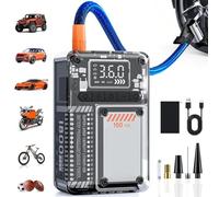 FACAIIO Inflador de aire inalámbrico digital portátil de mano para bomba de neumáticos de 150 PSI 60 W con luz LED USB, carga de bolas de motocicleta