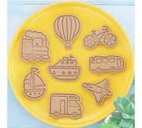 FACAIIO Kit de 8 cortadores de galletas para vehículos, tren, barco, avión, galletas, no para herramientas de horneado de polipropileno, cocina creativa, color rosa