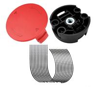 FACAIIO Línea de recortadora, cabezal de cubierta para Bosch 23-37, 3,5 mm x 38 cm, repuesto de nailon con tapa roja y cabezal de corte negro