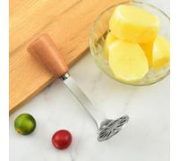 FACAIIO Machacador manual de patatas con mango de madera, prensa de alimentos de acero inoxidable, alimentos para bebés, patatas, frutas y verduras