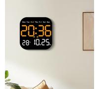 FACAIIO Moderno reloj digital LED con luna para fase, calendario, alarma y termómetro, soporte de pared o mesa con mando a distancia