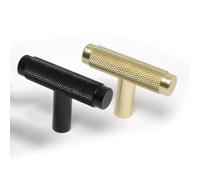 FACAIIO Pomo de aleación de aluminio en forma de T de 50 mm, color negro y dorado, para cajones de cocina, estilo moderno, 1 unidad