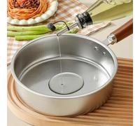 FACAIIO Sartén cuadrada para sartén redonda con mango de madera, pequeña sartén de acero inoxidable para comidas rápidas, para diseño compacto, 16 cm