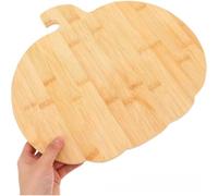 FACAIIO Tabla de cortar de madera de acacia con forma de calabaza, bandeja decorativa de doble cara para Halloween, 30 x 33 cm, color natural