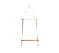 FACAIIO Tapiz bohemio de algodón para colgar en la pared con estante, tejido a mano, decoración de macramé para dormitorio, sala de estar, estante de almacenamiento beige, 40 x 21 cm