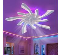 Fachae RGB Estrella Blanca Ventilador De Techo Con Luz Y Mando A Distancia Dormitorio Niños Moderno Plafon Led Ventilador Motor DC 6 Velocidades Reversible Silencioso Para Salon Habitación Infantil