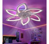 Fachae RGB Estrella Blanca Ventilador De Techo Con Luz Y Mando A Distancia Dormitorio Niños Moderno Plafon Led Ventilador Motor DC 6 Velocidades Reversible Silencioso Para Salon Habitación Infantil