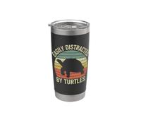 Fácilmente distraído por las tortugas Vaso térmico de acero inoxidable de doble pared
