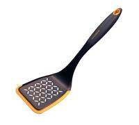 Fackelmann 40399 - Pala para freír perforada de nailon con borde de silicona, aprox. 31 x 8,5 cm, colección suave, color: negro y naranja. Cantidad: 1 unidad.