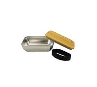 Fackelmann 683332 - Caja para microondas (acero inoxidable, 700 ml, tapa de bambú, 17 x 13 x 5,5 cm)