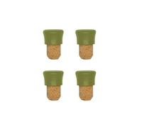 Fackelmann 687074 687074-Juego de 4, Tapones para Botellas, Verde, Acero Inoxidable, 2,5 x 4 cm, Corcho Plástico orgánico