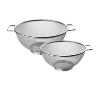 Fackelmann 9983650 - Juego de 2 coladores de acero inoxidable, coladores chinos, tami, chinos, acero inoxidable, plata, diámetros 20 cm y 26 cm