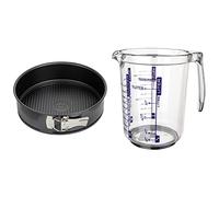 Fackelmann Brands Set contienen Molde Desmontable 24 cm 1 Fondo y Jarra Medidora de Cocina, 1 litro de capacidad, con escala para medir líquidos, azúcar y harina.
