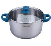 Fackelmann Cacerola Essential Ø 24 cm de acero inoxidable - Diseño moderno - Mango ergonómico suave al tacto, apto para todo tipo de fuegos, color azul