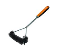 Fackelmann Cepillo de Barbacoa Mango Largo Limpieza Parrillas, Cabezal Acero Inoxidable, Mango Ergonómico PP y TPR Antideslizante, Seguro Contra Calor, 1 ud