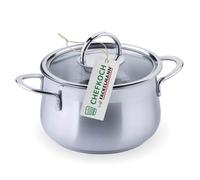 FACKELMANN Chefkoch Olla con tapa de cristal Leipzig - ø16cm, acero inoxidable 18/8, núcleo de aluminio, para todo tipo de fuegos, incluida la inducción - apta para lavavajillas