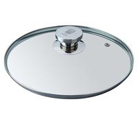 Fackelmann Chefkoch - Tapa de cristal para sartén (diámetro 24 cm, pomo de acero inoxidable, apto para lavavajillas, ideal para sartenes, 60 x 248 x 330 mm, resistente y elegante), color plateado