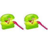 Fackelmann Conservador-Transportador Kiwi + Cuchara, polipropileno, ABS, color verde y fucsia, 1 ud. (Paquete de 2)