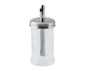 Fackelmann Dosificador de Azúcar Bistró, Vidrio y Acero Inoxidable, Azucarero Grande, Tarro para Azúcar, Azucarero Elegante, 7,5x17 cm, 350ml de Capacidad, 1 ud.