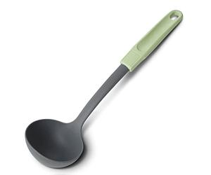 Fackelmann Ecolution Cazo, Cazo para Sopa Fabricado con Materiales Sostenibles a partir de Fibras de Madera y Plástico Orgánico, 31,5x9 cm, Color Verde Menta y Gris Piedra, 1 ud.