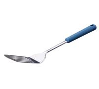 Fackelmann Espátula de acero inoxidable con mango azul oscuro, apta para lavavajillas, ideal para asar alimentos