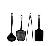 Fackelmann Fenix Set de Utensilios de Cocina, incluye 4 Utensilios, 100% Plástico Reciclado RPET de Alta Resistencia, Color Negro, Aptos para Lavavajillas