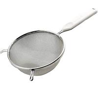 FACKELMANN Food & More Colador de Cocina Acero Inoxidable, Malla Fina, Colador de Tamiz, Borde Redondo 14 Cm, Mango ABS, Color Blanco e Inox, 22x14x6 cm, 1 ud.