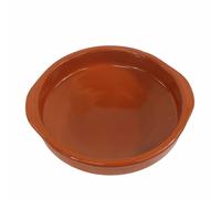 Fackelmann Cazuela de Barro Tradicional, Cazuela de Cerámica Rústica, Apta para Cocina de Gas y Eléctrica, Microondas y Horno, Color Natural, 28 cm Diámetro, Borde 6.5 cm, 1 ud.