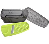 Fackelmann Food&More Rallador Universal con Contenedor, Polipropileno, Elastómero y Acero Inoxidable, Gris-Verde, 19x10x6cm, 1Ud
