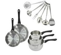 Fackelmann Ginebra Batería de cocina de acero inoxidable con sartenes, cacerolas y utensilios