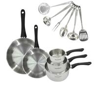 Fackelmann Ginebra Batería de cocina de acero inoxidable con sartenes y cacerolas