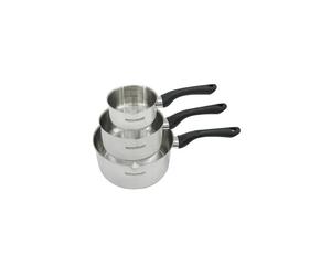 Fackelmann Juego de 3 cacerolas de acero inoxidable de 12, 16 y 20 cm
