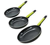 Fackelmann Juego de 3 sartenes antiadherentes para inducción 20, 24 y 28 cm, PFAS Free, sartenes de aluminio reciclado con fondo de nido de abeja, mango Soft Touch, compatibles con todos los fuegos