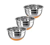 Fackelmann Juego de Bowls 20 cms, Cuencos para Mezclar, Acero Inoxidable con Base Antideslizante de Silicona, 3 uds.