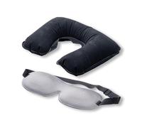 Fackelmann Juego de Dormir de Viaje de 2 Piezas - Almohada Cervical Hinchable y Antifaz para una máxima Comodidad y un Viaje Relajante