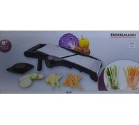 Fackelmann - Mandolina profesional, mango manual, rebanado de verduras, acero inoxidable, negro, 38 x 12 x 12 cm