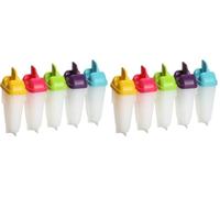 Fackelmann Moldes de Polos y Helado, Poleros para Polos de Hielo Caseros, Plástico Transparente con Mangos de Colores, Helados Caseros, Aptos para Lavavajillas, 18x12x5.5cm, 5 uds. (Paquete de 2)