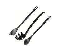 Fackelmann Nero Juego de utensilios de cocina, cuchara puntiaguda de 30 cm, cuchara redonda de 31 cm y cuchara para espaguetis de 30 cm, resistente al calor y apto para lavavajillas, para utensilios