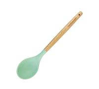Fackelmann Ocean Cuchara para Servir, Cucharón de Silicona con Núcleo Rígido de Acero y Mango de Madera Antideslizante, Apta para Lavavajillas, 31 x 7 cm, Verde Agua 1 ud