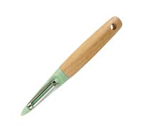 Fackelmann Ocean Pelador de Verdura y Fruta, Acero Inoxidable y Mango de Madera Antideslizante con Certificado FSC, Agarre Cómodo y Firme, 20x6 cm, Color Verde Agua, 1 ud.