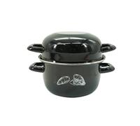 Fackelmann Olla para Mejillones Esmaltada FAC1728690652105 - 20.5 x 26 x 17.5 cm, Apta para Todo Tipo de Fuegos Incluida Inducción, Negra