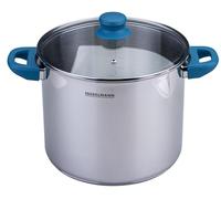 Fackelmann Olla para sopa Essential, diámetro de 24 cm, 9 L, acero inoxidable de alta calidad, mangos ergonómicos de baquelita, apta para todo tipo de fuegos